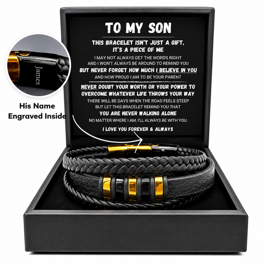 To My Son - Never Alone - Braided Bracelet Set
